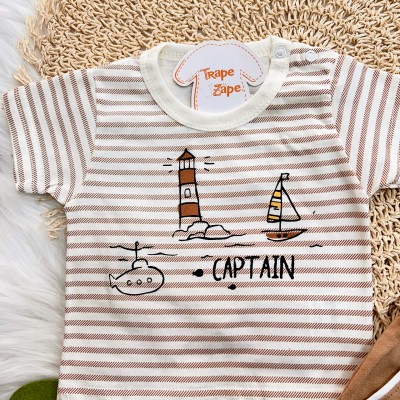 Conj. Camiseta Captain e Bermuda em Moletinho - Ferrugem